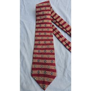Nautica Tie Mens One Size Red Stripe Geometric Silk Classic Necktie Diamond
